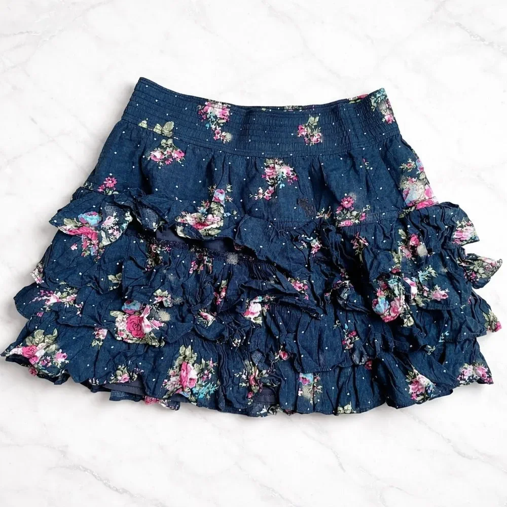Abercrombie & Fitch Floral Ruffle Skirt Mini Skirt Womens size XS